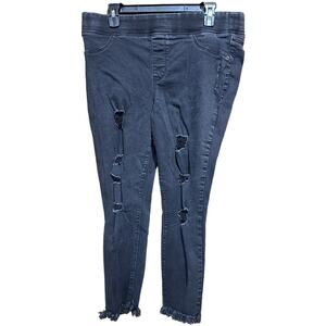 Old Navy Rockstar Pull On Skinny Jeans Size 16 Gray Mid-Rise Distressed Stretch